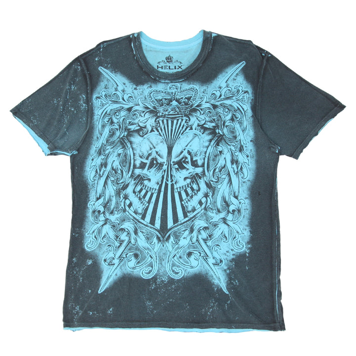 Mens Y2K Helix Skull Print T-Shirt