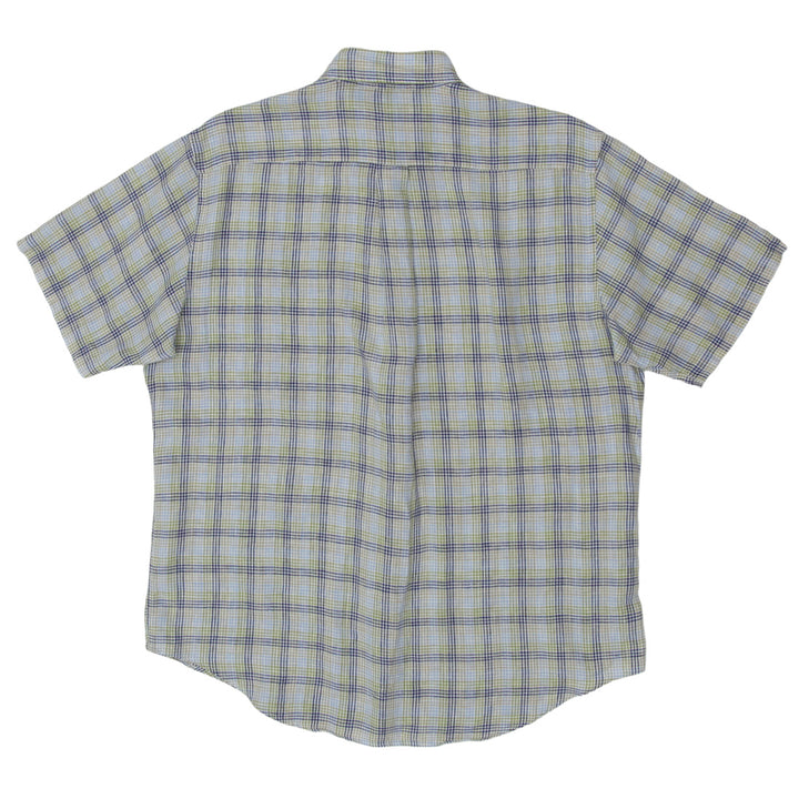 Mens Brooks Brothers Irish Linen Plaid Short Sleeve Shirt