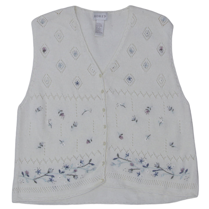 Ladies Koret Floral Embroidered Sleeveless Knit Vest