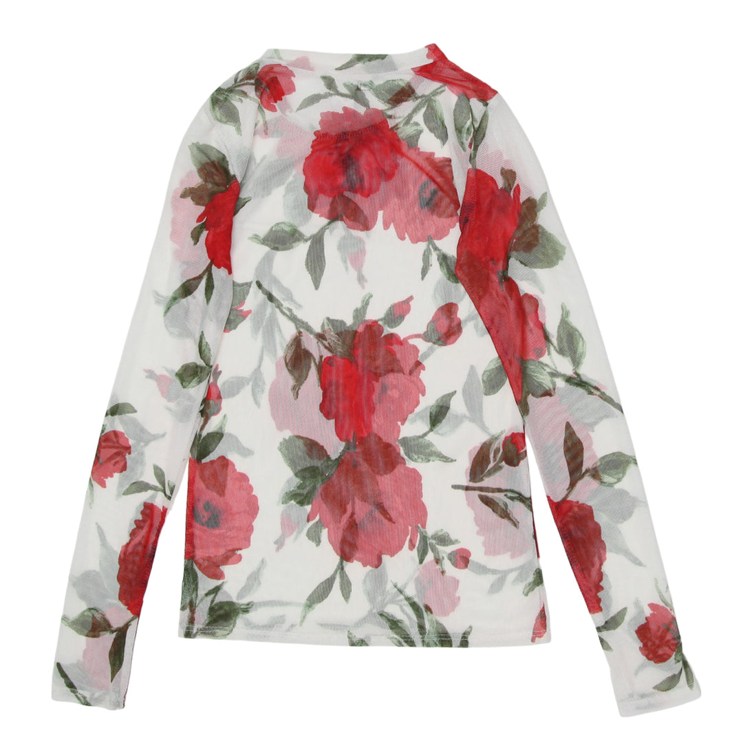 Y2K Mesh Floral Long Sleeve Top