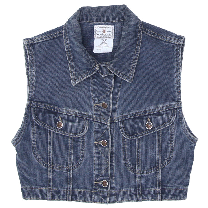 Y2K Manager Basic Jeans Denim Crop Vest