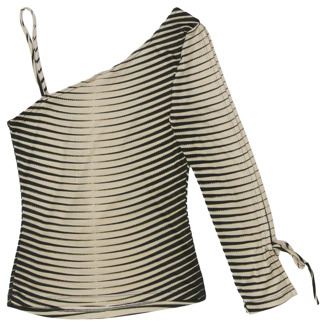 Y2K Asymmetrical Striped One Shoulder Top