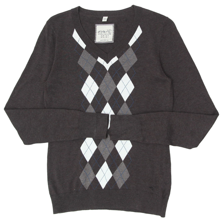 Ladies Esprit Argyle V-Neck Sweater