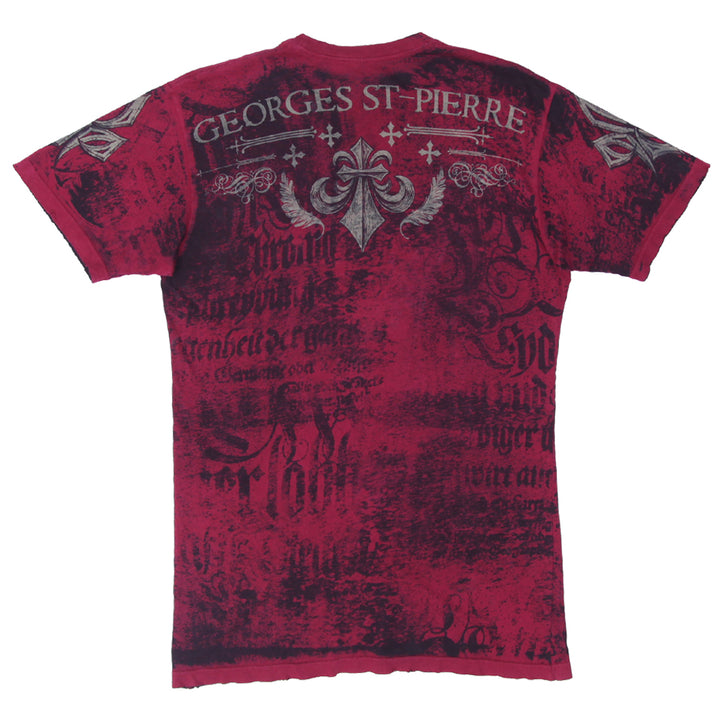 Mens Y2K Affliction AOP Georges St-Pierre AOP T-Shirt Distressed