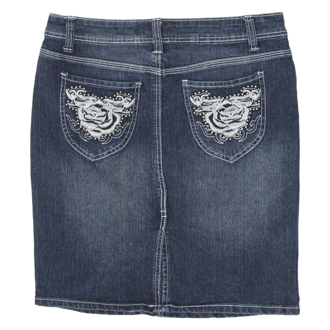 Y2K Pocket Embroidered Denim Mini Skirt