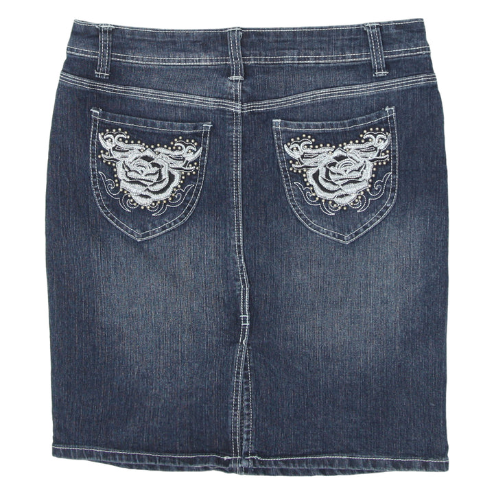 Y2K Pocket Embroidered Denim Mini Skirt