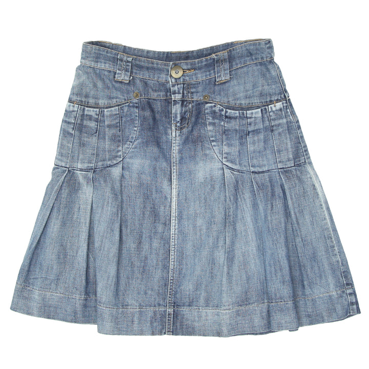 Y2K Pleated Denim Skirt