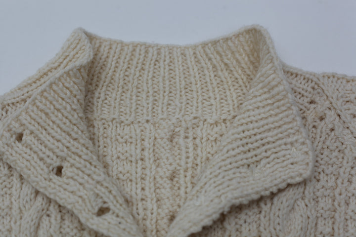 Vintage Cable Knit High Neck Sweater Cardigan