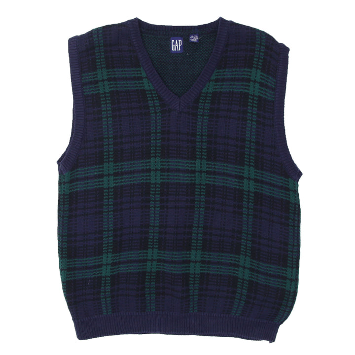 Mens GAP V-Neck Plaid Sweater Vest