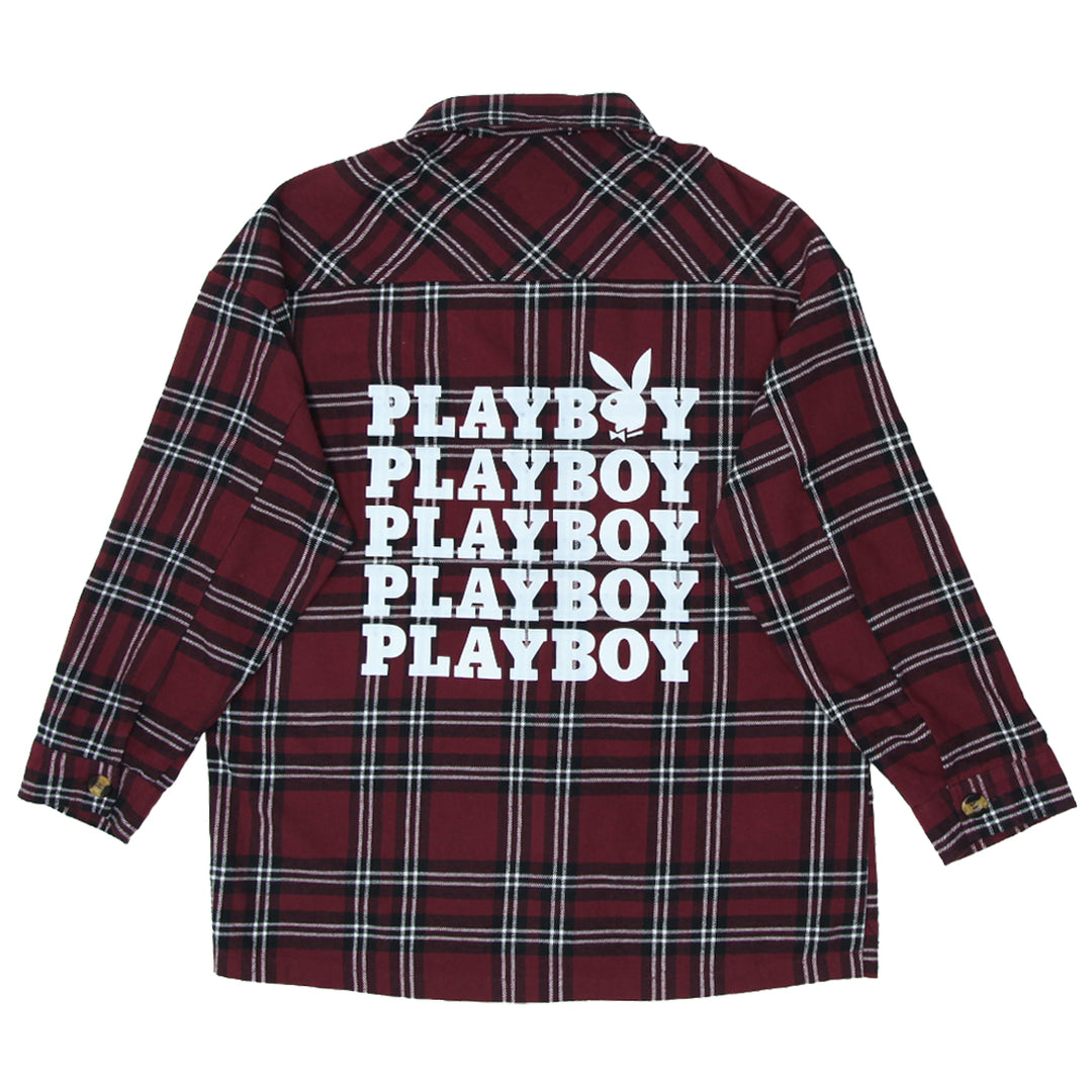 Mens Playboy Red Flannel Long Sleeve Shirt