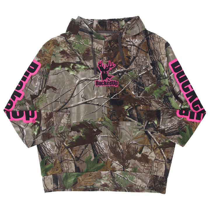 Mens Bucked Up Realtree Forest Camo Pullover Hoodie