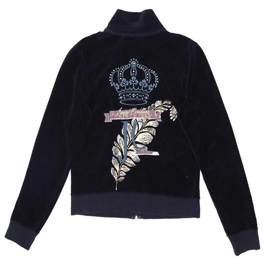 Y2K Juicy Couture Crown Stoned Velour Hoodie