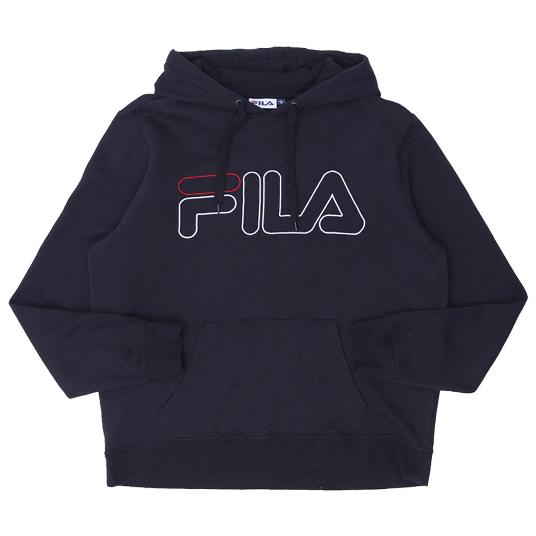 Mens FILA Embroidered Black Pullover Hoodie Fashion Rerun Vintage