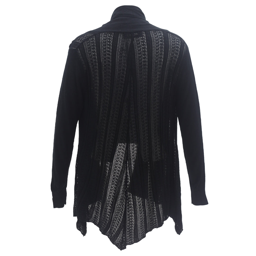 Ladies Black Open Long Sleeve Sweater Cardigan