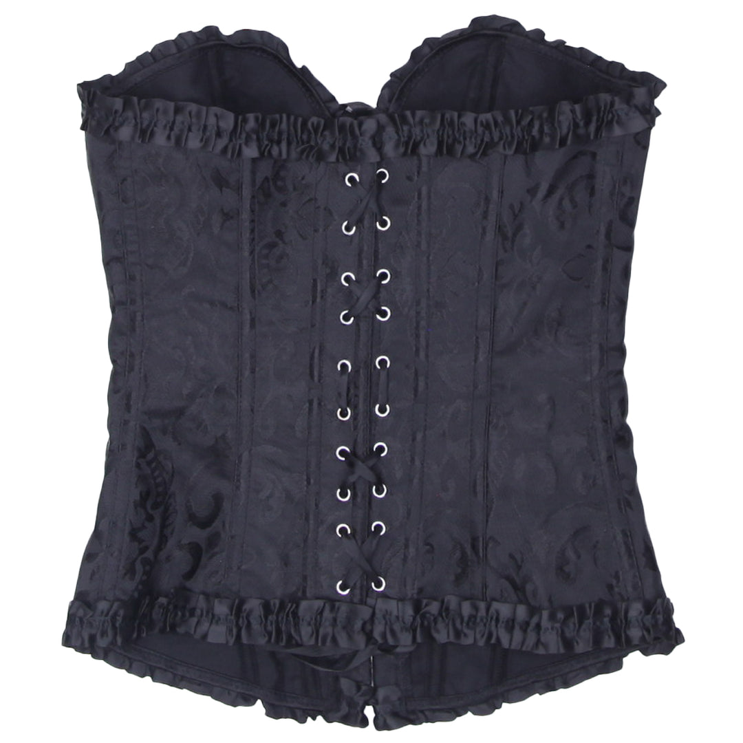 Ladies Strapless Black Lace Up Corset Black