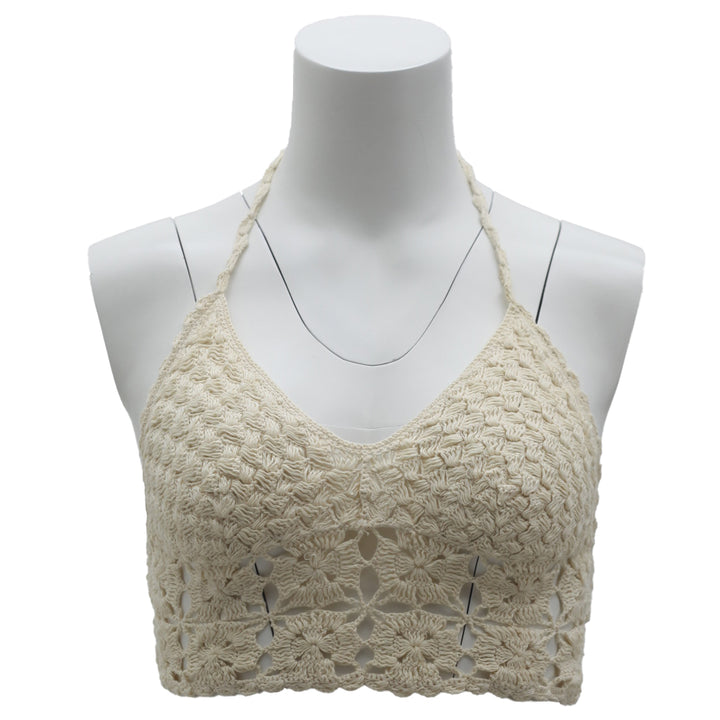 Ladies Halter Crochet Back Tie Top