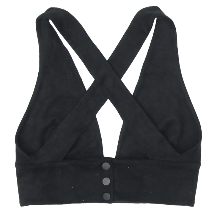 Ladies Wilfred Crossback Black Suede Crop Top