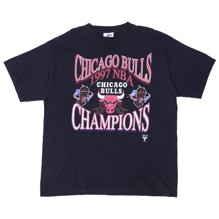 1997 Vintage Chicago Bulls NBA Champion T-Shirt Black Logo Athletic XL