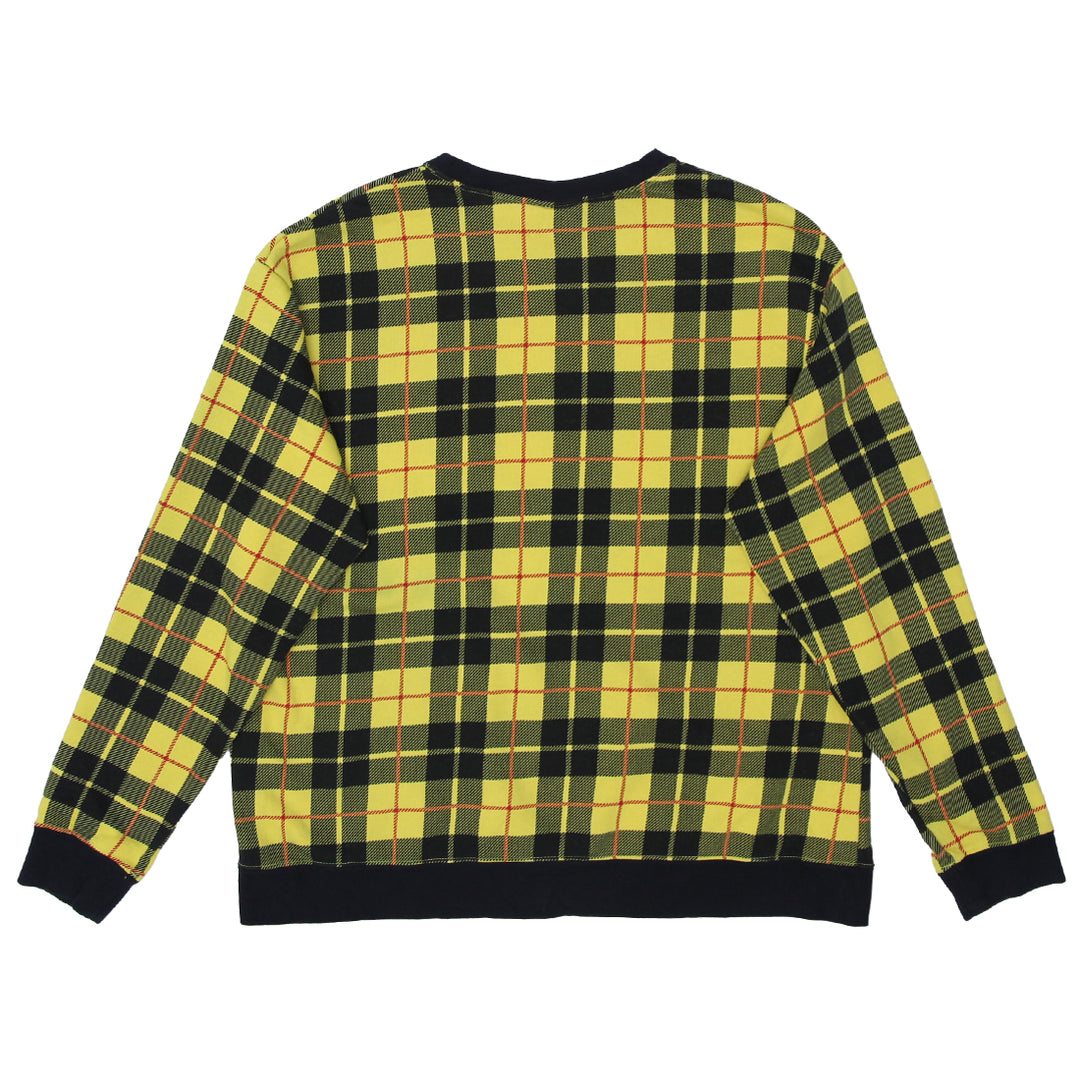 Mens Nike Embroidered Yellow Black Plaid Sweatshirt