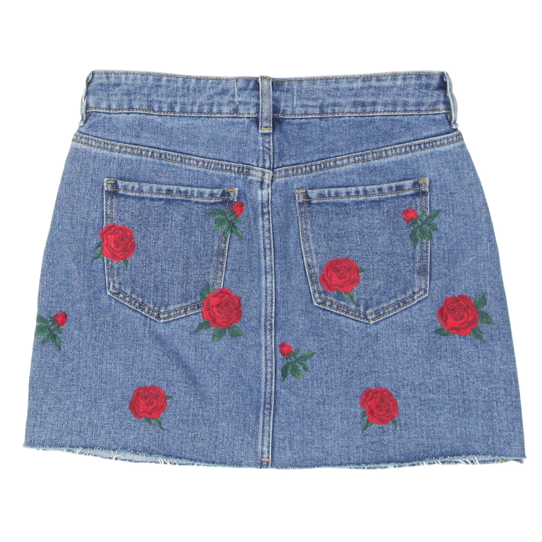 Ladies Pacsun Embroidered Denim Mini Skirt