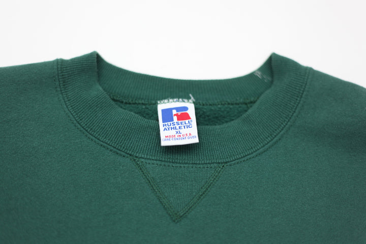 Vintage Russell Athletic Plain Green Crewneck Sweatshirt Made In USA