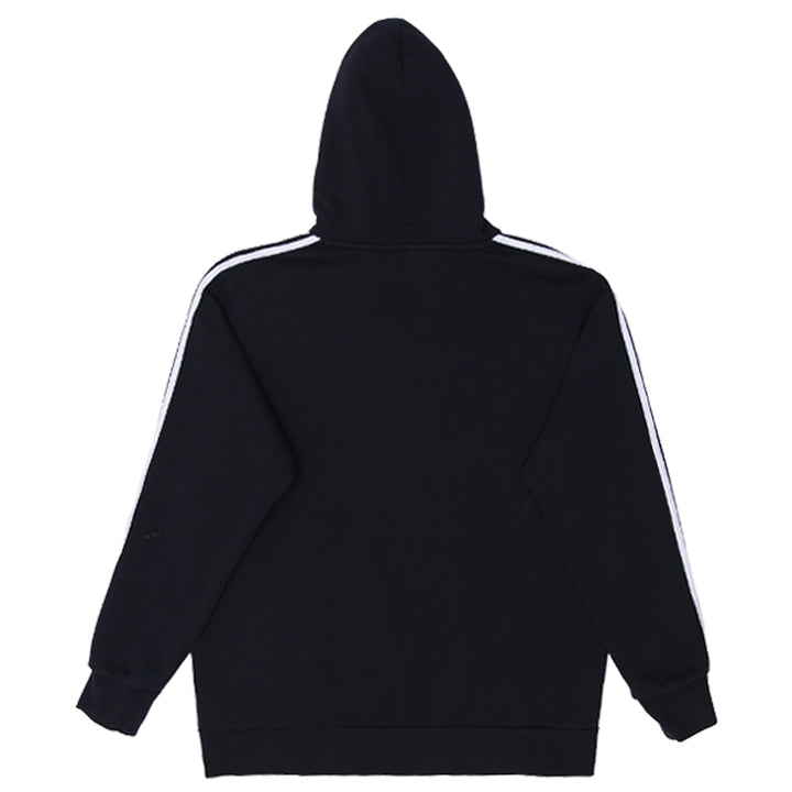 Mens Adidas White Stripes Pullover Hoodie Black