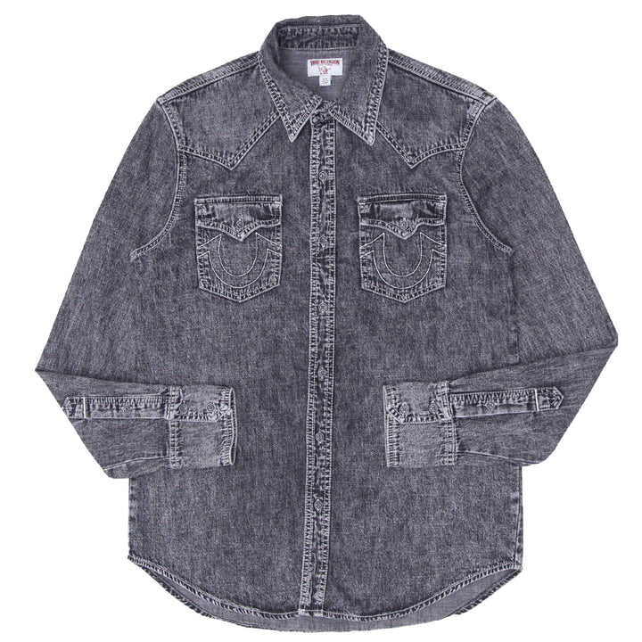 Mens True Religion Denim Long Sleeve Shirt