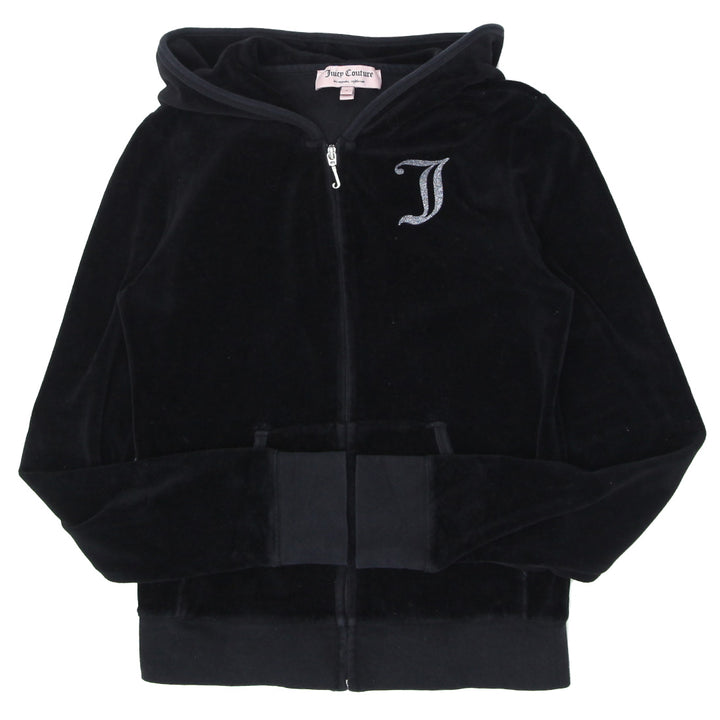 Y2K Juicy Couture Full Zip Velour Black Glittered Hoodie