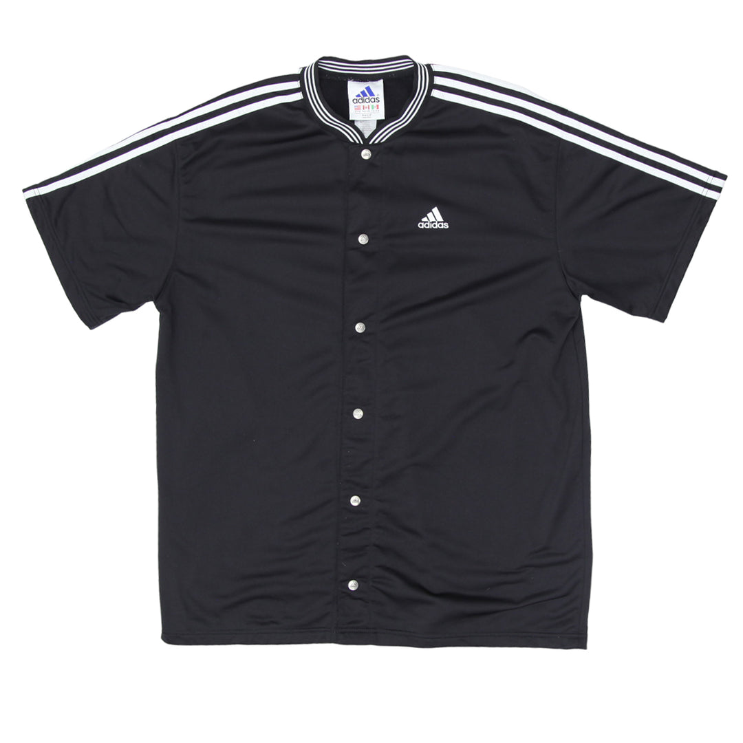 Vintage Adidas Snap Button White Stripes Shirt