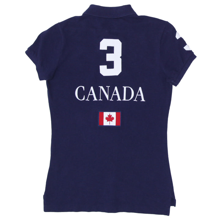 Ladies Ralph Lauren Sport # 3 Canada Polo T-Shirt Navy