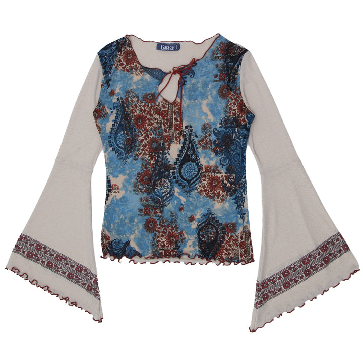 Y2K Floral Bell Sleeve Top