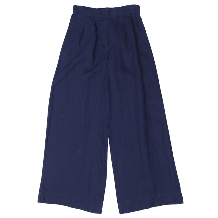 Ladies Magashoni Wideleg Linen Pants Navy