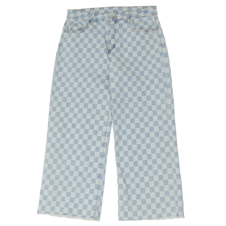 Ladies Checkered Crop Jeans