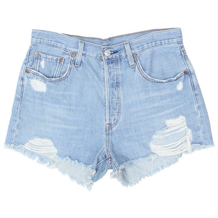 Ladies Levis 501 Ripped Denim Shorts