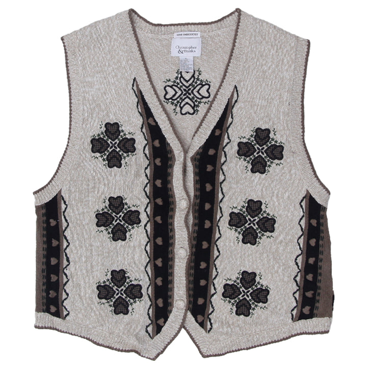 Vintage Christopher & Banks Hand Embroidered Knitted Vest Ladies