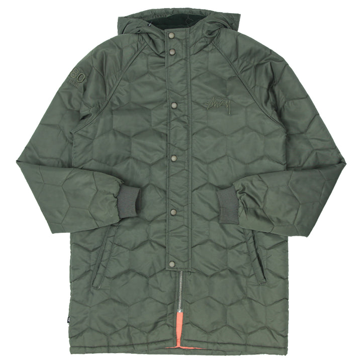 Mens Stussy 1980 Worldwide Quilted Hooded Coat Jacket