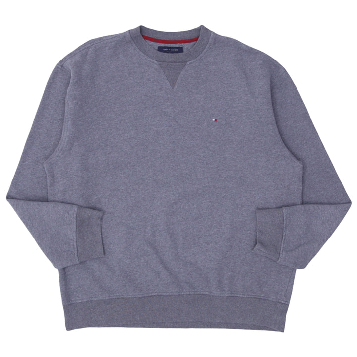 Mens Tommy Hilfiger Logo Embroidered Gray Crewneck Sweatshirt