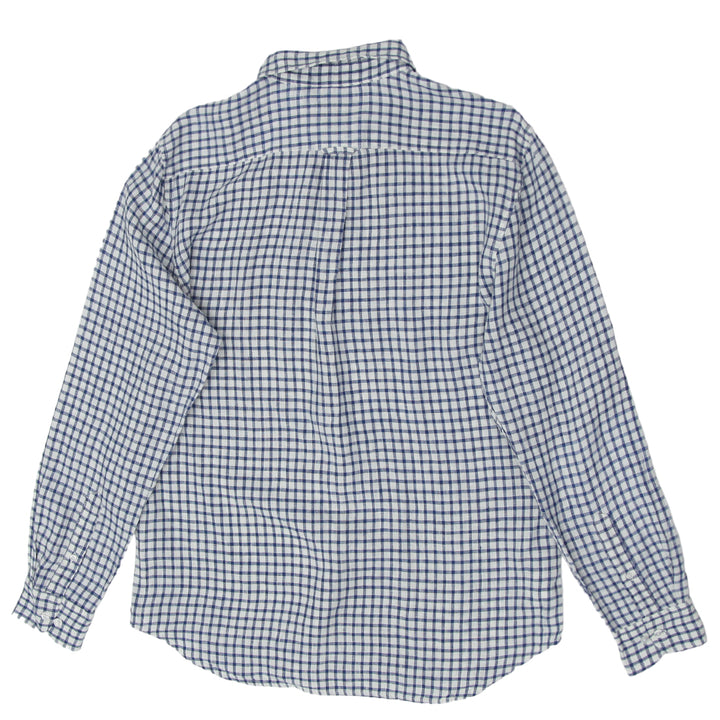 Mens David Jones Checkered Pure Linen Long Sleeve Shirt