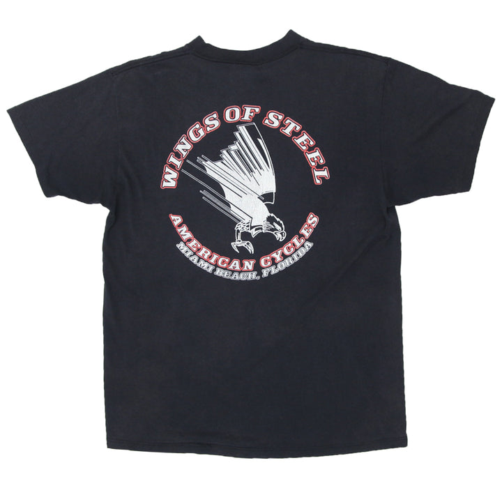 1991 Vintage 3D Emblem Harley Davidson USA Wings Of Steel T-Shirt S.Stitch XL