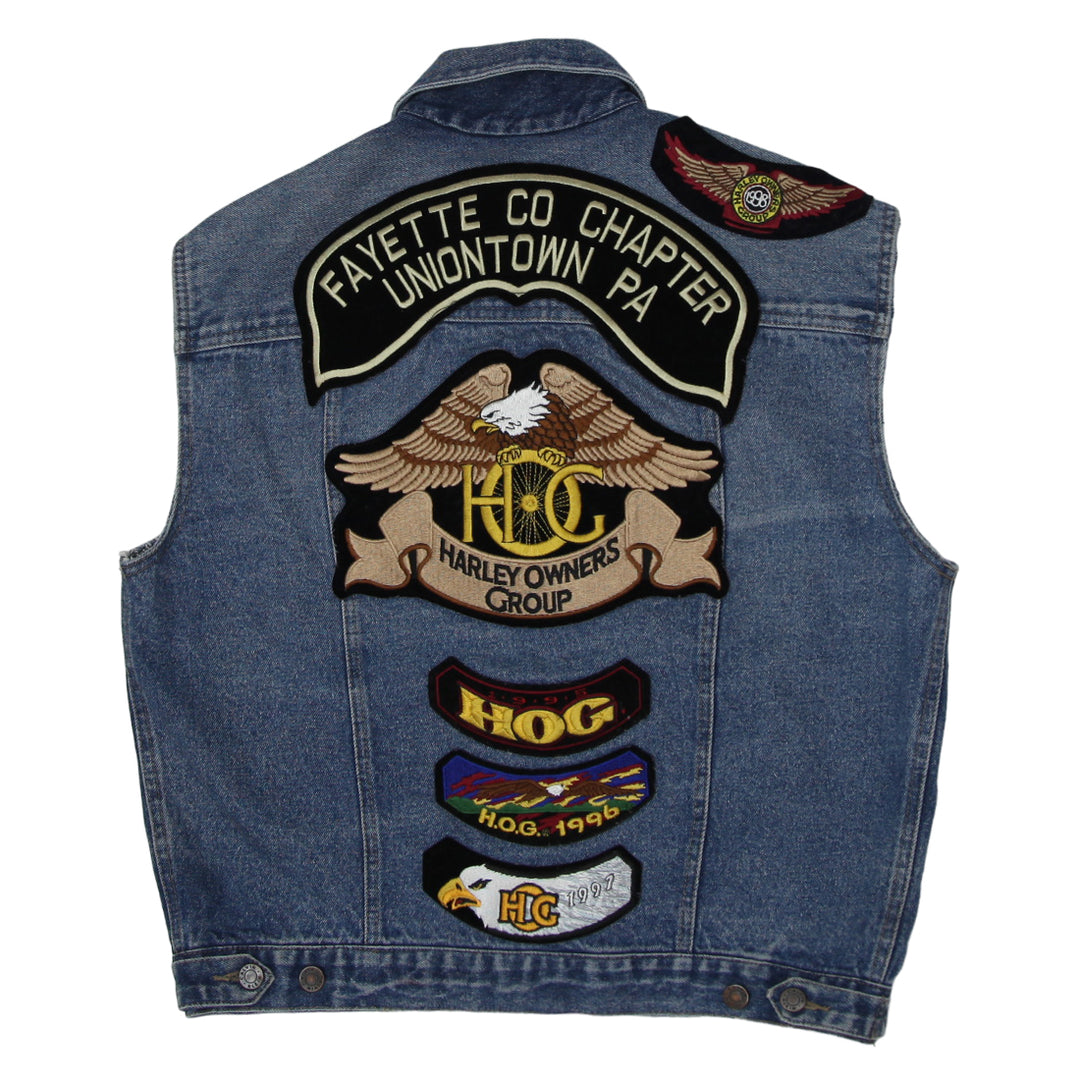 Mens Patched Full Button Denim Vest