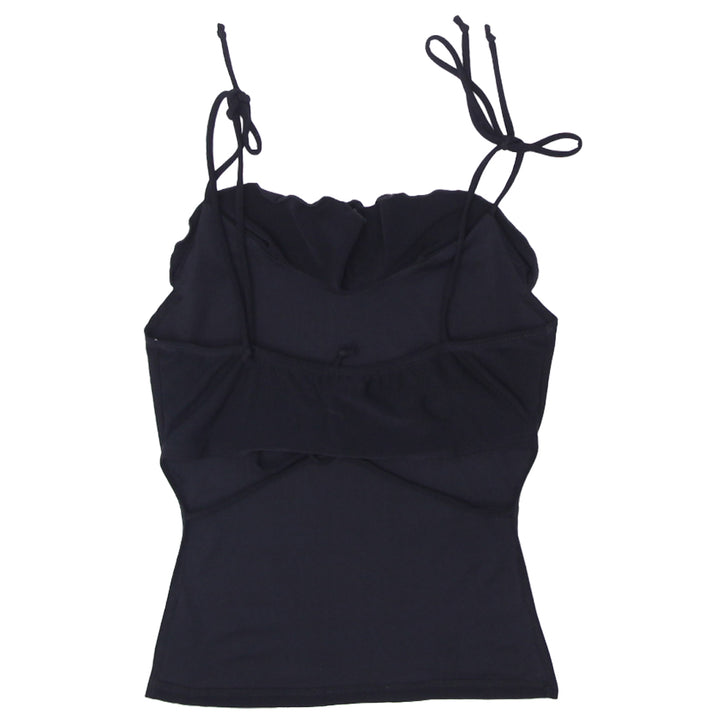 Y2K Strappy  Back Tie Black Top