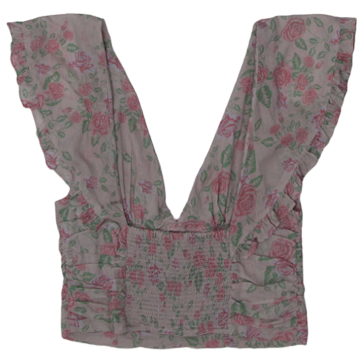 Ladies Free People Floral Ruffle Crop Top