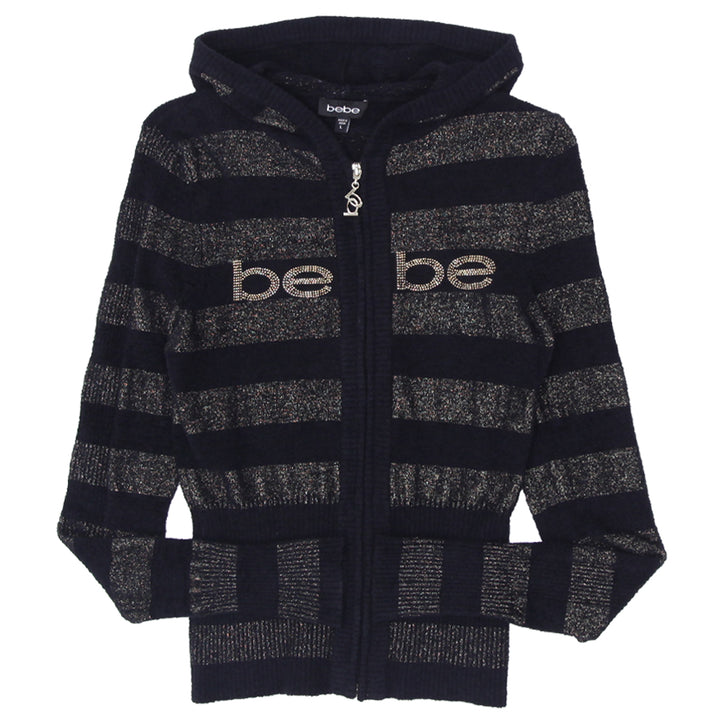 Ladies Bebe Stripe Fitted Full Zip Hoodie