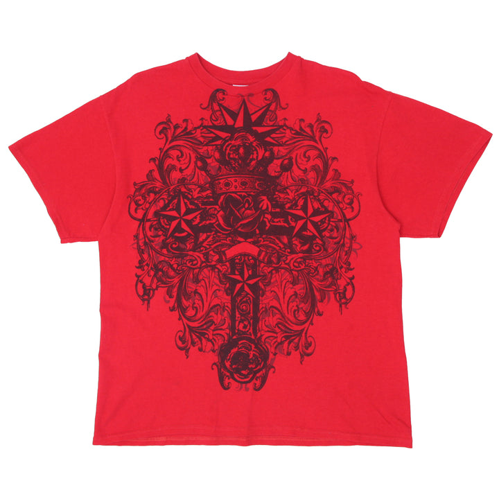 Mens Delta Pro Weight Tribal Cross Print T-Shirt Red