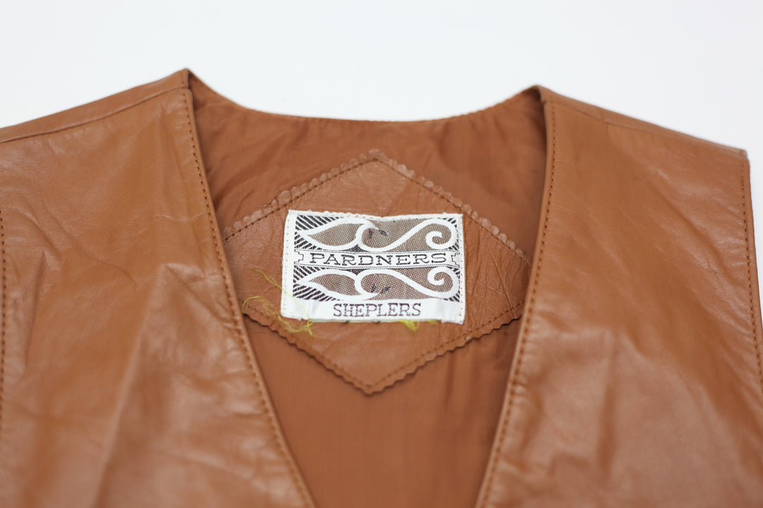 Vintage Pardners Sheplers Brown Leather Vest