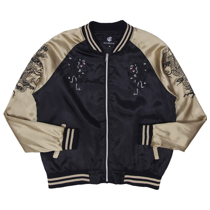 Mens Y2K Rocawear Embroidered Dragon Bomber Jacket