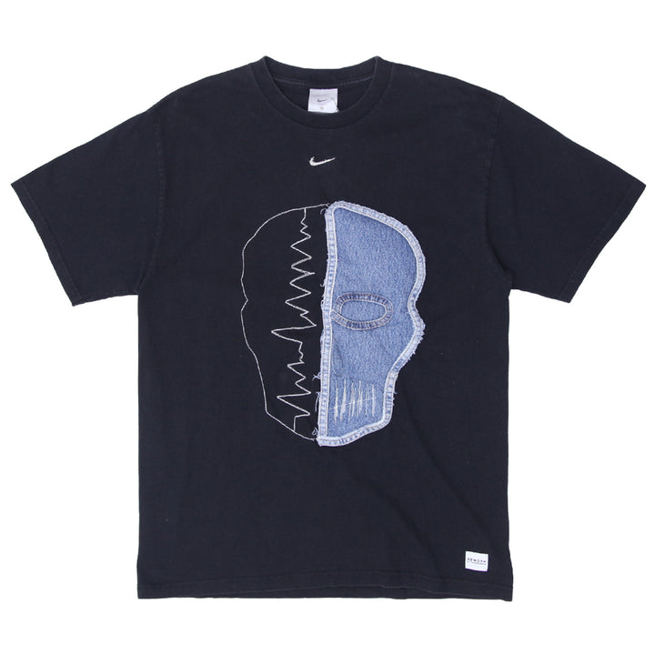 Rework Denim Skull Patched Crewneck T-Shirt