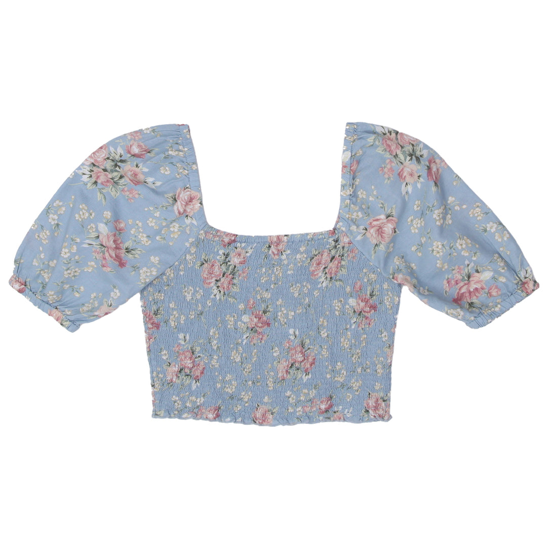 Ladies American Eagle Floral Smocked Crop Top