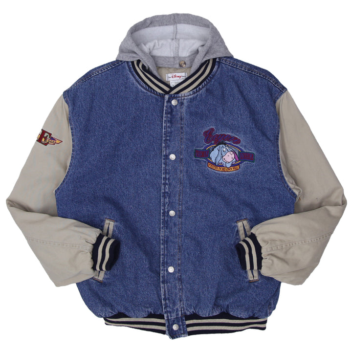 Mens The Disney Store Eeyore Embroidered Quilted Lined Hooded Denim Jacket