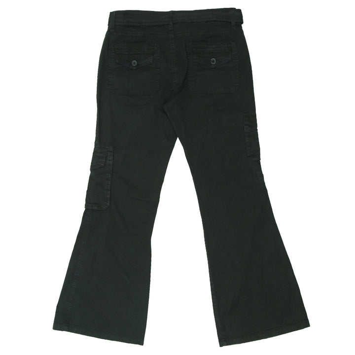 Ladies Bootleg Black Cargo Pants